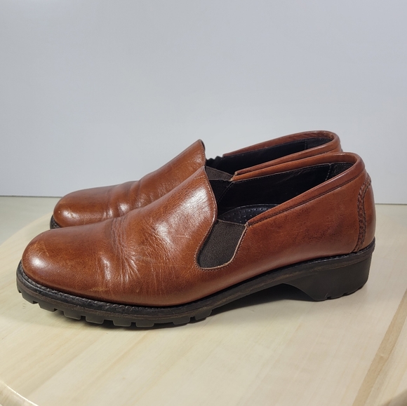 Vintage Cole Haan Country Brown Leather Lug Heel Slip-on Loafer Shoe Size 8 B - Picture 4 of 14